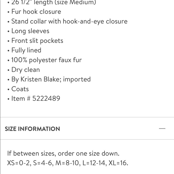 Kristen Blake Faux Fur Jacket Coat XS Black - Picture 11 of 12